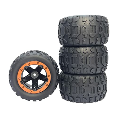 EHJRE 4 Stück RC Auto Reifen 1/16 1/12 1/14 Reifen Räder für 124018 für 16889, orange schwarz EHJRE 4 Stück RC Auto Reifen 1/16 1/12 1/14 Reifen Räder für 124018 für 16889, orange schwarz von EHJRE