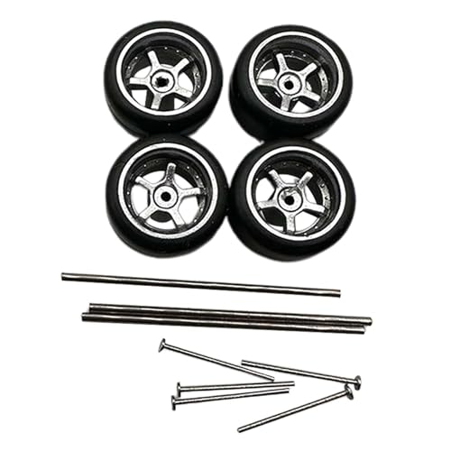 EHJRE 4 Stück RC Autoräder Und Reifen, RC Reifen mit Felge, RC Legierung, Autozubehör, RC Teil für RC Auto Fahrzeug Spielzeugauto Im Maßstab 1:64, Argent B EHJRE 4 Stück RC Autoräder Und Reifen, RC Reifen mit Felge, RC Legierung, Autozubehör, RC Teil für RC Auto Fahrzeug Spielzeugauto Im Maßstab 1:64, Argent B von EHJRE