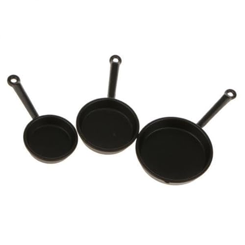 EHJRE 4X Dollhouse Miniatur Black Metal Frypan Fritting Pans Cooking Topf Kochgeschirr 1/12 von 3pcs EHJRE 4X Dollhouse Miniatur Black Metal Frypan Fritting Pans Cooking Topf Kochgeschirr 1/12 von 3pcs von EHJRE