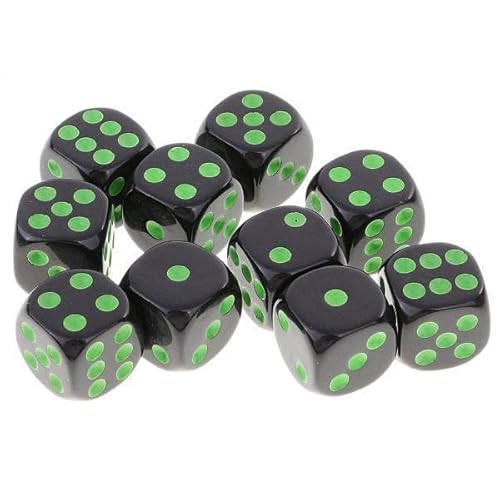 EHJRE 5x10 Stück D6 Würfel Set für Dungeons Und Dragons RPG Brettspiel Grün Schwarz, 6 STK. EHJRE 5x10 Stück D6 Würfel Set für Dungeons Und Dragons RPG Brettspiel Grün Schwarz, 6 STK. von EHJRE