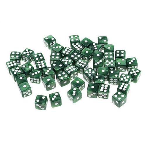 EHJRE 5x50 Stücke Sechsseitige Würfel 12mm D6 für RPG Spiel Grün, 5 STK. von EHJRE