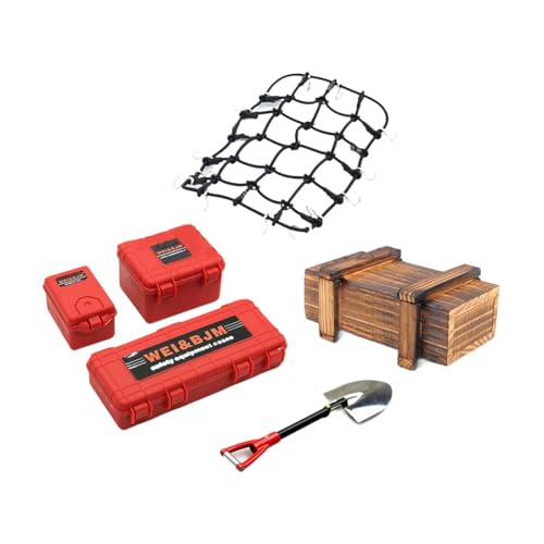 EHJRE 6Pcs RC Auto Dach Dekoration Simulation Gepäck Fall DIY Zubehör Ersatzteile RC Fahrzeug Teil Dach Rack für SCX10 90046 90047, Rot von EHJRE