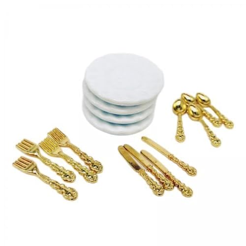 EHJRE 6X Dollhouse Porzellanplatte mit Besteck Dollhouse Dekoration Löffel für 1:12 Dollhouse Playhouse Dekoration Accessoire Kinderpuppenmöbel EHJRE 6X Dollhouse Porzellanplatte mit Besteck Dollhouse Dekoration Löffel für 1:12 Dollhouse Playhouse Dekoration Accessoire Kinderpuppenmöbel von EHJRE