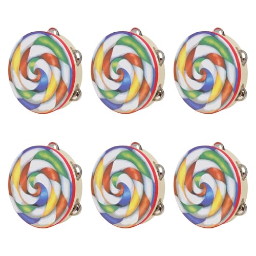 EHJRE 6x Tamburine Musikinstrument Spielzeug 8 Zoll Buntes Holz für Erwachsene Kinder Glocke Handtrommel Einreihig für Spiel KTV EHJRE 6x Tamburine Musikinstrument Spielzeug 8 Zoll Buntes Holz für Erwachsene Kinder Glocke Handtrommel Einreihig für Spiel KTV von EHJRE