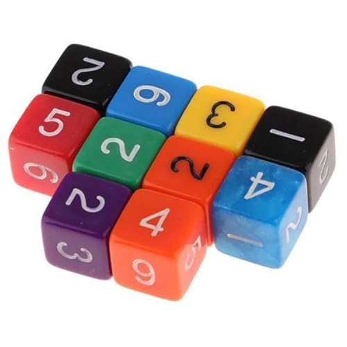 EHJRE 6x10 Stücke Acryl Würfel Set 6 Seitige Würfel 1 6 für Tisch Spiel Kinder Mathematik Praxis, 10 STK. von EHJRE