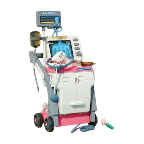 EHJRE Arztkoffer für Kinder mit Wagen für Rollenspiele Und Lernen, Rosa von EHJRE