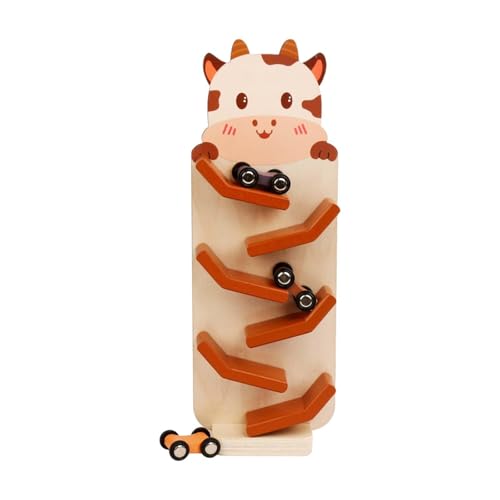 EHJRE Auto Rampenspielzeug Zickauto Slide Cognitive Development Race Track Gleitwagen Spielzeug für Kinder Vorschule 3 4 5 6 Geburtstagsgeschenk, Kalbmuster von EHJRE