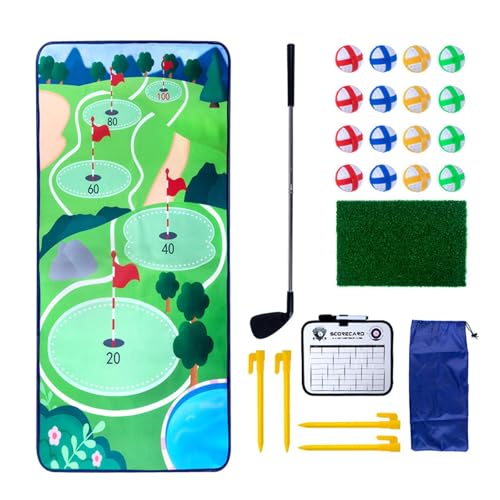 EHJRE Golfspielset für Kinder mit Hitting Matte Und Zubehör für Den Außenbereich, Wiese von EHJRE