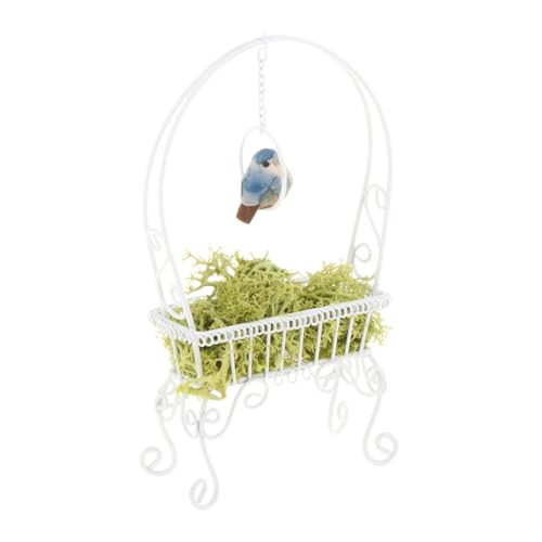 EHJRE Miniatur Blumenregal für Puppenhaus, Elegante Metalldekoration, Weiß von EHJRE