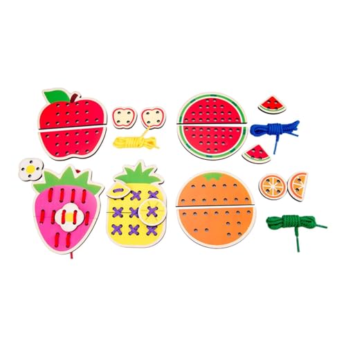 EHJRE Nähspiel mit Spitzenkarten für Vorschulkinder. Fädelaktivität. Entwicklung Der Vorstellungskraft. Schnürspiele. Karte, Frucht von EHJRE