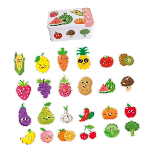 EHJRE Passende Puzzlespiele, Eisenbox, kognitive Fähigkeiten, Vorschulspiele, frühes Lernen für, pädagogische Vorschulaktivität, Obst Gemüse von EHJRE