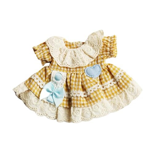 EHJRE Plüschbär Puppenkleid Outfit, Foto Requisiten, Lernkostüme. DIY Machen Sie Ihre Eigenen Puppen. Gefüllte Puppenkleidung für 12 cm Puppen, Gelbes Gitter von EHJRE