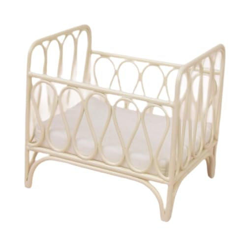 EHJRE Puppenhaus Baby Puppenbett, Maßstab 1:12, Puppenhaus Kinderbettbett für Schlafzimmer Ornamente EHJRE Puppenhaus Baby Puppenbett, Maßstab 1:12, Puppenhaus Kinderbettbett für Schlafzimmer Ornamente von EHJRE
