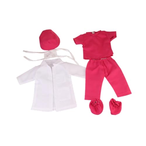 EHJRE Puppenkleidung Doll Doktor Outfit 18icn Weihnachtsgeburtstag Geschenk Doll Kleidung Doll Uniform für 18 Zoll Fashion Dolls Kinder Mädchen, Rotrosa von EHJRE
