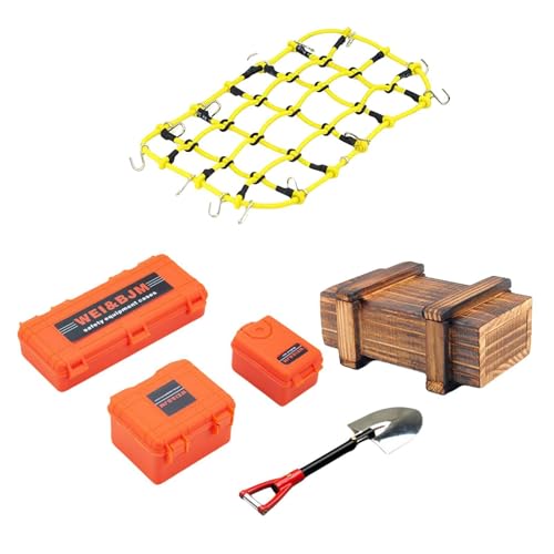EHJRE RC Auto Dach Dekoration Fernbedienung Auto Dach Zubehör Gepäcknetz Holz Box Upgrade für SCX10 für 1/10 RC Crawler, Gelbes Netz EHJRE RC Auto Dach Dekoration Fernbedienung Auto Dach Zubehör Gepäcknetz Holz Box Upgrade für SCX10 für 1/10 RC Crawler, Gelbes Netz von EHJRE