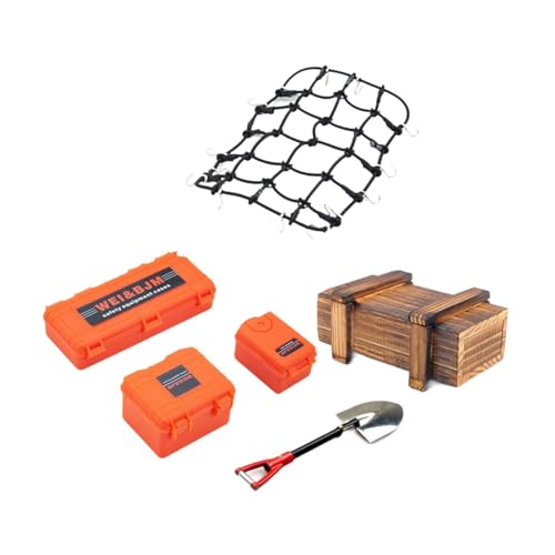 EHJRE RC Auto Dach Dekoration Fernbedienung Auto Dach Zubehör Gepäcknetz Holz Box Upgrade für SCX10 für 1/10 RC Crawler, Schwarzes Netz EHJRE RC Auto Dach Dekoration Fernbedienung Auto Dach Zubehör Gepäcknetz Holz Box Upgrade für SCX10 für 1/10 RC Crawler, Schwarzes Netz von EHJRE