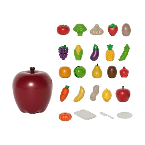 EHJRE Schneideset für Obst Und Gemüse Aus Holz, Spielküche, Lustiges Spielküchen Zubehör, Spielzeug, Schneidespiel, Lebensmittelspielzeug für Kin, 26 Stück von EHJRE