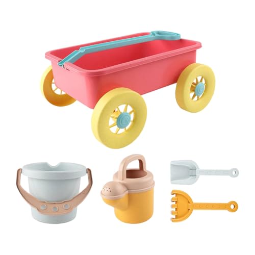 EHJRE Set mit 5 Kinderwagen Spielzeugen, Robustem Und Lustigem Wagen, Strandspielzeug, Sandspielzeug, Wagen für Strand, Garten, Meer, Rot EHJRE Set mit 5 Kinderwagen Spielzeugen, Robustem Und Lustigem Wagen, Strandspielzeug, Sandspielzeug, Wagen für Strand, Garten, Meer, Rot von EHJRE