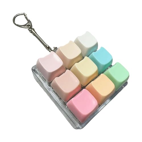 EHJRE --Spielzeug, Klicker-Spielzeug, entspannender Würfel, lustig, kompakt, mit Schlüsselanhänger, 9 Tasten, Regenbogenbär von EHJRE