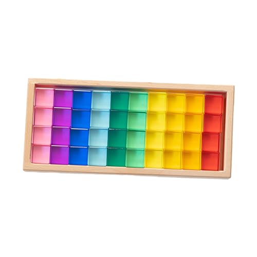 EHJRE Stapelspiel Regenbogen Acryl Edelsteinwürfel, Regenbogen-GEM-Würfel Bausteine, Kinder Lernen Farbe Licht Schatten Spielzeug, Würfelblöcke Bausteine-Set für Kleinkinder, Geburtstagskind, 40 Stück EHJRE Stapelspiel Regenbogen Acryl Edelsteinwürfel, Regenbogen-GEM-Würfel Bausteine, Kinder Lernen Farbe Licht Schatten Spielzeug, Würfelblöcke Bausteine-Set für Kleinkinder, Geburtstagskind, 40 Stück von EHJRE