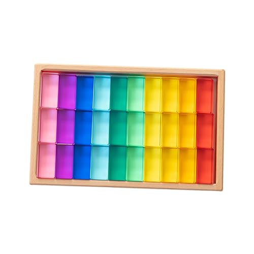 EHJRE Stapelspiel Regenbogen Acryl Edelsteinwürfel, Regenbogen-GEM-Würfel Bausteine, Kinder Lernen Farbe Licht Schatten Spielzeug, Würfelblöcke Bausteine-Set für Kleinkinder, Geburtstagskind, 30 Stück EHJRE Stapelspiel Regenbogen Acryl Edelsteinwürfel, Regenbogen-GEM-Würfel Bausteine, Kinder Lernen Farbe Licht Schatten Spielzeug, Würfelblöcke Bausteine-Set für Kleinkinder, Geburtstagskind, 30 Stück von EHJRE