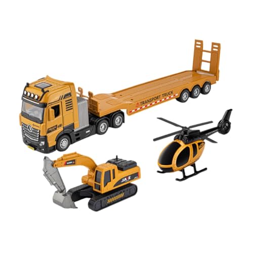EHJRE Technik LKW Spielzeug, Reibungsbetriebenes Modell mit Mini Helikopter für Kleinkinder, Bagger EHJRE Technik LKW Spielzeug, Reibungsbetriebenes Modell mit Mini Helikopter für Kleinkinder, Bagger von EHJRE