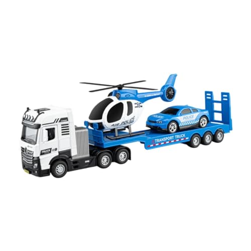 EHJRE Technik LKW Spielzeug, Reibungsbetriebenes Modell mit Mini Helikopter für Kleinkinder, Polizeiauto EHJRE Technik LKW Spielzeug, Reibungsbetriebenes Modell mit Mini Helikopter für Kleinkinder, Polizeiauto von EHJRE