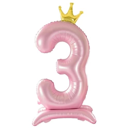 106,7 cm große, große, rosa Zahlenballons mit Krone, Geburtstagsdekoration, große Zahlenballons mit Krone für den 1. Geburtstag, Party-Dekorationen, erster Geburtstag, Schild-Dekor (3) von EHOTER