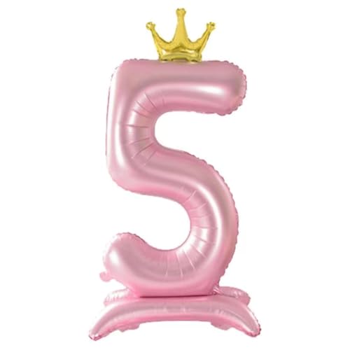 106,7 cm große, große, rosa Zahlenballons mit Krone, Geburtstagsdekoration, große Zahlenballons mit Krone für den 1. Geburtstag, Party-Dekorationen, erster Geburtstag, Schild-Dekor (5) von EHOTER