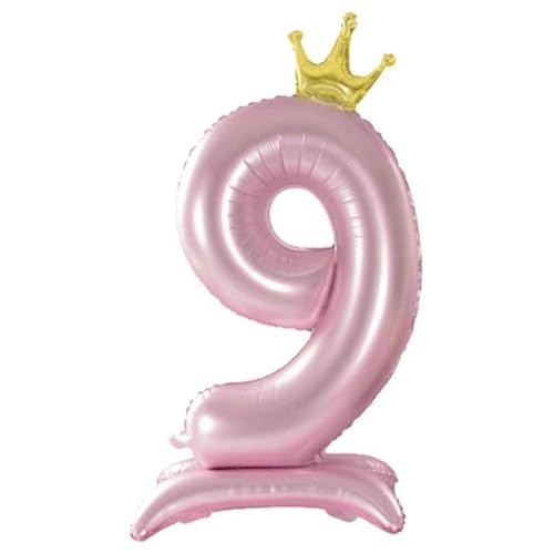 106,7 cm große, große, rosa Zahlenballons mit Krone, Geburtstagsdekoration, große Zahlenballons mit Krone für den 1. Geburtstag, Party-Dekorationen, erster Geburtstag, Schild-Dekor (9) von EHOTER