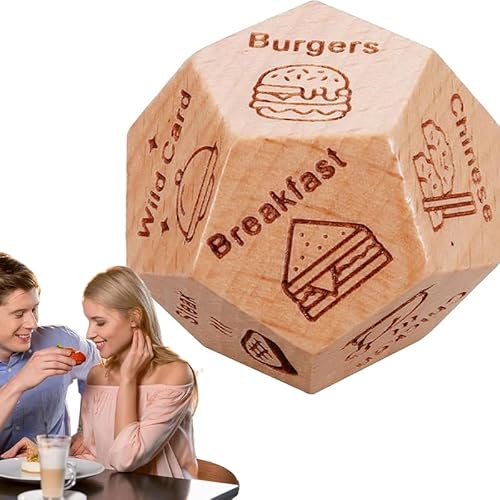 Date Night Dice Decision Dice for Couples Novelty Action Decision Dice Games Date Night Ideas for Couples Wood Reusable Wooden Dice Set Valentine's Day Birthday Gifts for Him Her (Food 1) von EHOTER