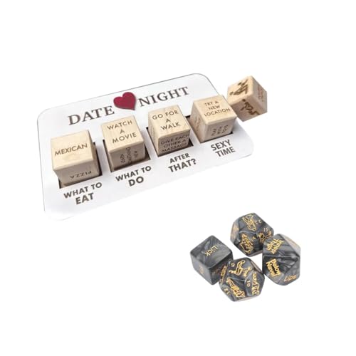 Date Night Dice Decision Dice for Couples Novelty Action Decision Dice Games Date Night Ideas for Couples Wood Reusable Wooden Dice Set Valentine's Day Birthday Gifts for Him Her Without Bag) von EHOTER