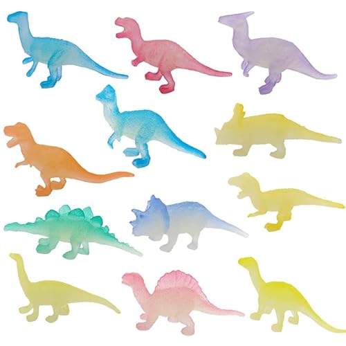 EHOTER 12 Stück Dinosaurier Spielzeug leuchtet im Dunkeln Mini Dinosaurier Figuren Realistische Kunststoff Dinosaurier Spielzeug für Kinder Ostereier Füller 12 Stile (12) von EHOTER