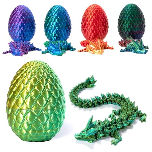 EHOTER 3D Printed Dragon in Egg Gedruckt Drache Kristalldrachenspielzeug Realistisch Beweglich Drachen Modell Figuren Fidget Dracheneier mit Drachen Kinder Geschenk Auto Büro Aquarien Ornament (5#) von EHOTER