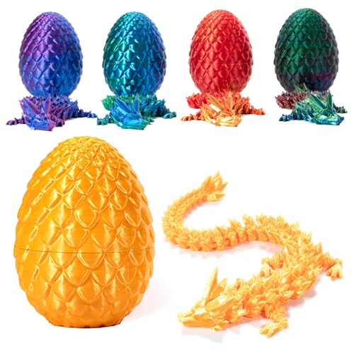EHOTER 3D Printed Dragon in Egg Gedruckt Drache Kristalldrachenspielzeug Realistisch Beweglich Drachen Modell Figuren Fidget Dracheneier mit Drachen Kinder Geschenk Auto Büro Aquarien Ornament (7#) von EHOTER