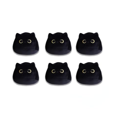 EHOTER 6 schwarze Katzen-Plüsch-Anhänger, weiche Katzen-Plüschtiere, Spielzeug-Dekoration für Zuhause, Bett, Sofa, Geschenk für Kinder, Freundinnen, Katzenliebhaber (6 Stück, 8 cm, schwarz) von EHOTER