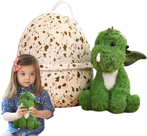 EHOTER Dinosaurier Ei Plüschtier Dino Kuscheltier im Ei Stofftier Niedlich Dino Plush Spielzeug Dinos Plüsch Eierkissen Baby Jungen Mädchen Damen Plüschpuppe Wohndekoration (23cm) von EHOTER