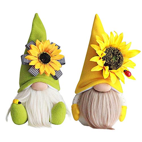 EHOTER Gesichtslos Puppe Zwerg 2 Stück Ostern Wichtel mit Tulpen Blumensträuße Frühling Sonnenblume Biene Osterdekoration Plüsch Osterhasen Zwerg mit Eiern Figuren Geschenk für Kinder Muttertag (A) von EHOTER