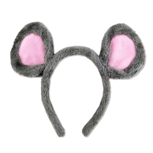 EHOTER Haarreifen mit Maus Ohren Tier Verkleidung Kostüm Set Plüsch Maus Ohren Stirnband Cartoon Bärenohren Niedlich Party Kopfbedeckung Mode Haarbänder Kinder Erwachsene Geschenk (Grau) von EHOTER