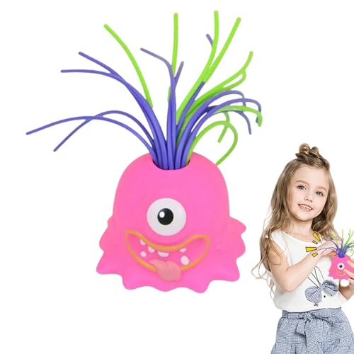 EHOTER Haarziehspielzeug Haar Spielzeug Mit Geräuschen Zum Haareziehen Neuheit Lustiges Haarziehendes Schreiendes Spielzeug Schreit Kleines Monster Haarziehspielzeug Kleines Tier für Kinder (pink) von EHOTER
