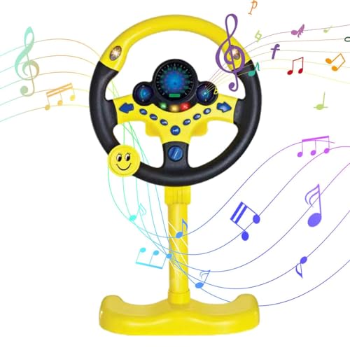EHOTER Lenkradspielzeug Lenkrad Spielset mit 360° Rotation Simulierter Tragbarer Fahrcontroller Rollenspiel im Auto mit Sound, Musik Spielzeug für Autofahrt Lernspielzeug Frühe Kinder Geschenk (A) von EHOTER