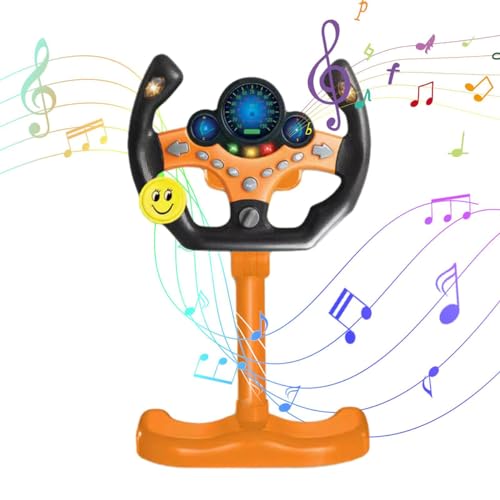 EHOTER Lenkradspielzeug Lenkrad Spielset mit 360° Rotation Simulierter Tragbarer Fahrcontroller Rollenspiel im Auto mit Sound, Musik Spielzeug für Autofahrt Lernspielzeug Frühe Kinder Geschenk (D) von EHOTER