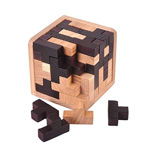 EHOTER Packwürfel 40er Cube 3D Denksport Puzzle Holz Denkspiel Knobelspiel Geduldspiel Logikspiel Holzrahmen Erzieherisches Spielzeug für Kinder Erwachsene Kreativität Erforsche Gabe Probleme Lösen von EHOTER