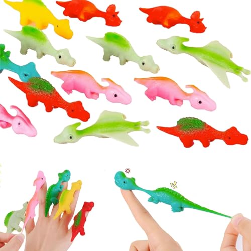 EHOTER Schleuder Dinosaurier Spielzeug Slingshot Dinosaur Finger Toys Lustige Fliegende Dinosaurier Schleuder Spielzeug Dinosaurier Spielzeug Party Spielzeug für Kinder Geschenk Zufällige Farbe (10) von EHOTER