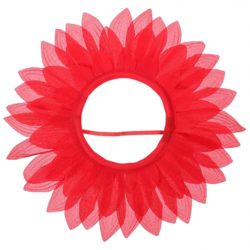 EHOTER Sonnenblumen-Kopfbedeckung, lustige Performance-Requisiten, Sonnenblumenhut, Kapuze für Tanzparty, Festival, Spiele, Kinder, Teenager, Erwachsene (rot) von EHOTER