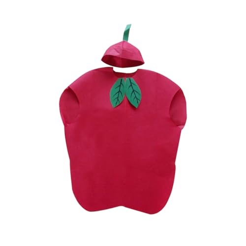 Erdbeer-Kostüm für Erwachsene, lustiges Obst-Cosplay-Outfit mit Kopfbedeckung, Vliesstoff, Verkleidung für Halloween, Mottopartys, Rollenspiele und lustige Veranstaltungen (Apfel) von EHOTER