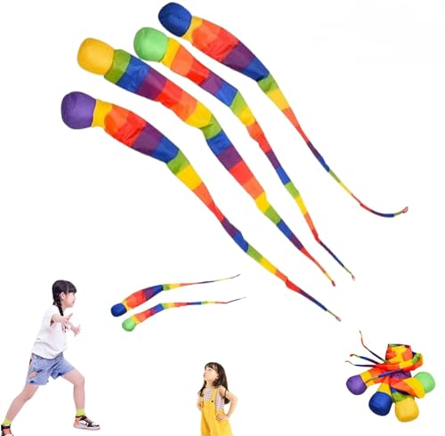 Schweifball Regenbogen Interaktive Kometenball Rainbow Catch Tail Balls mit Schweif Farbig Schwanzball Sensorisch Trainingsspiel Ballspielzeug für Außen, Innenbereich Kleinkinder Geschenk (65,4) von EHOTER