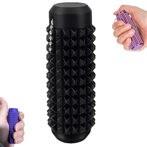 Stim Tools für Erwachsene, tragbar, lebendige Farben, Fidget-Werkzeug, Schmerzen, stachelig, griffig, Schlüsselanhänger, 3D-Druck, belüftet, mit leisem Design zur Angstlinderung (schwarz) von EHOTER