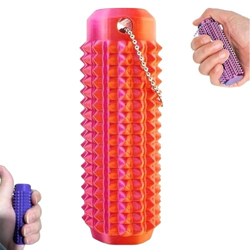 Stim Tools für Erwachsene, tragbar, leuchtende Farben, Fidget-Werkzeug, Schmerzen, stachelig, griffig, Schlüsselanhänger, 3D-Druck, belüftet, mit leisem Design zur Angstlinderung (Orange) von EHOTER