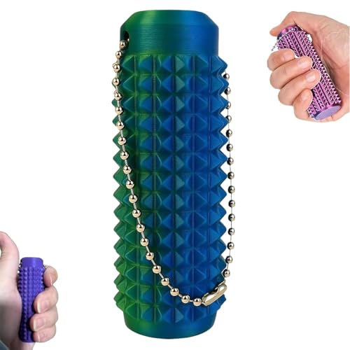 Stim Tools für Erwachsene, tragbar, leuchtende Farben, Fidget-Werkzeug, Schmerzen, stachelig, griffig, Schlüsselanhänger, 3D-Druck, belüftet, mit leisem Design zur Angstlinderung (grün) von EHOTER